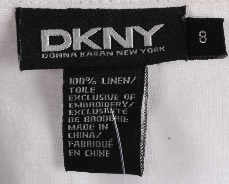 DKNY Jacket White Linen with Tie Waist Size 8 (M) - Ava & Iva