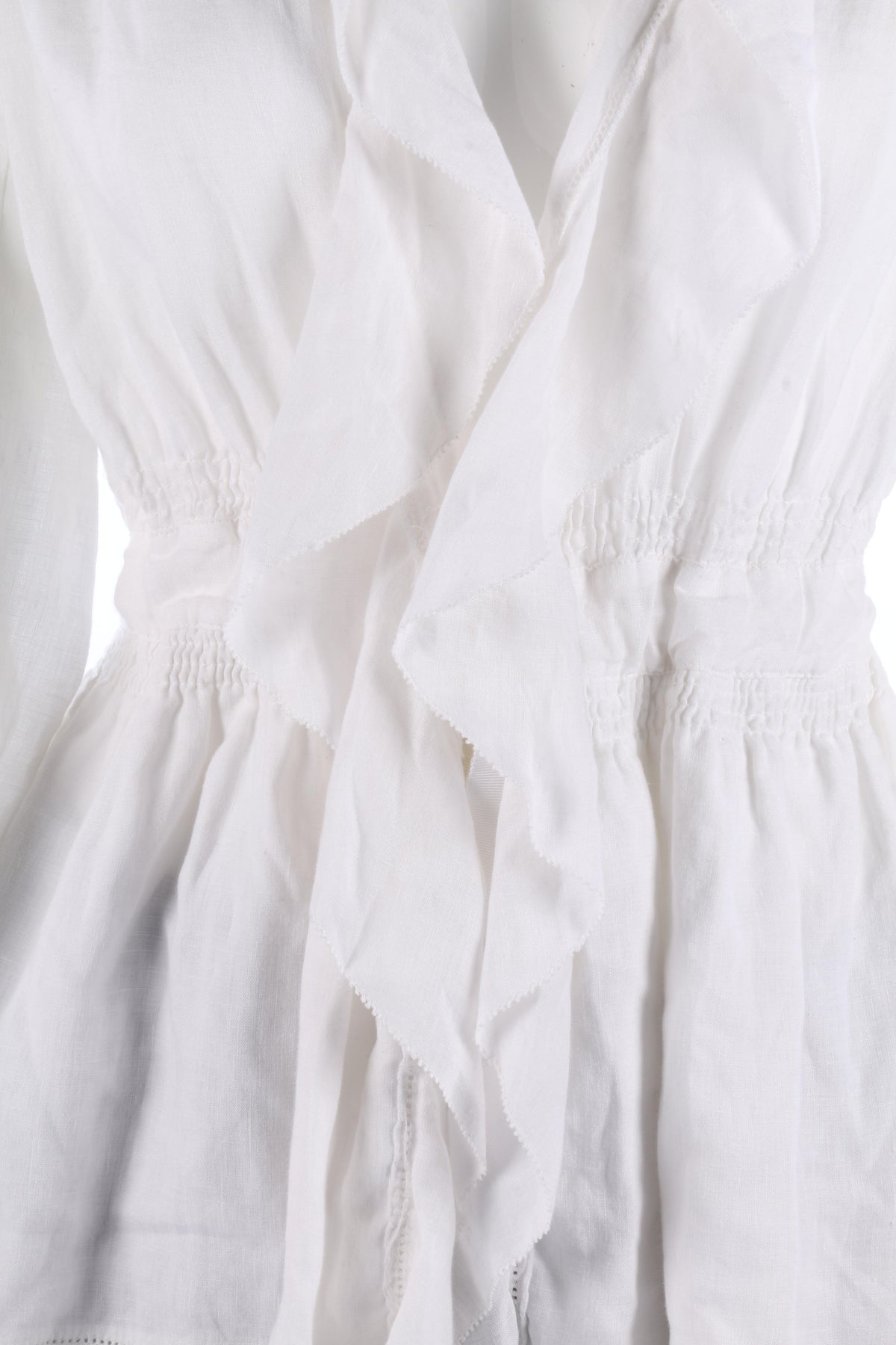 DKNY Jacket White Linen with Tie Waist Size 8 (M) - Ava & Iva