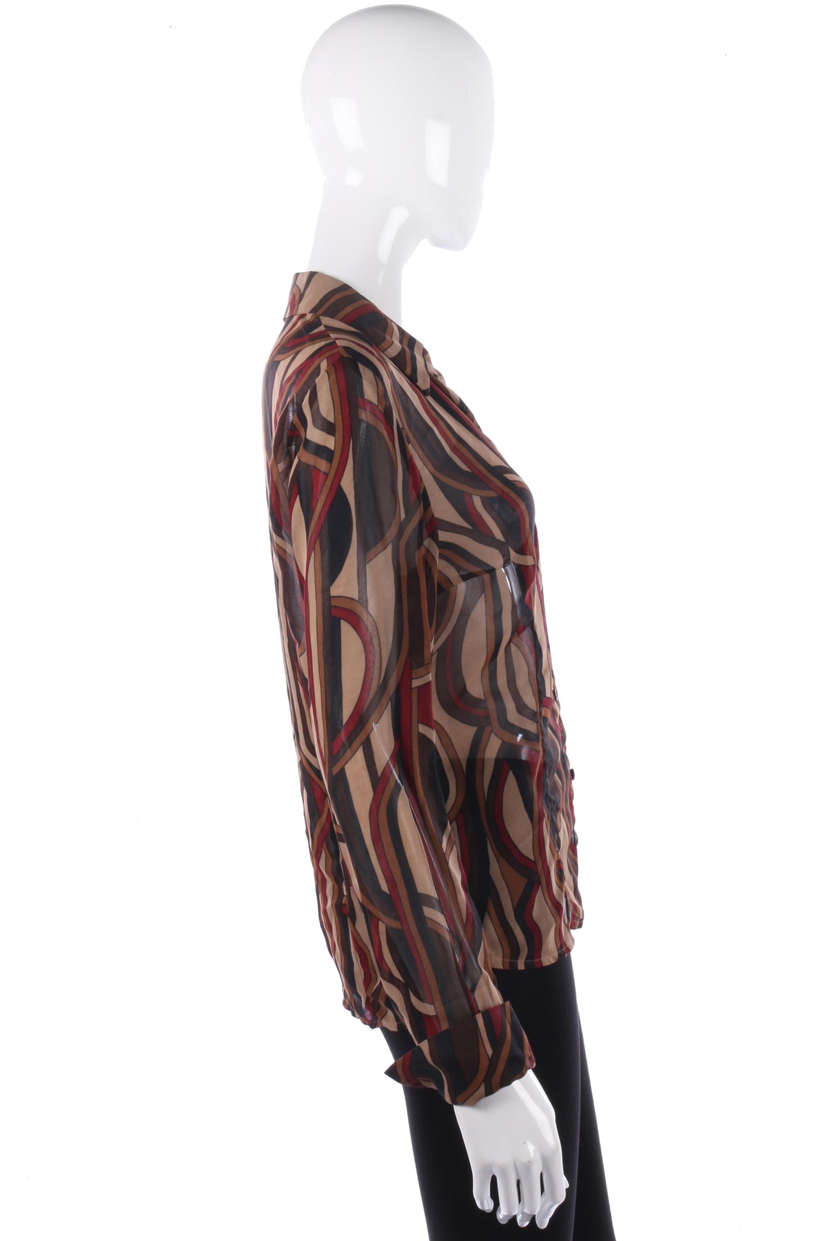 Taifun Blouse Brown Red and Cream UK Size 10 - Ava & Iva