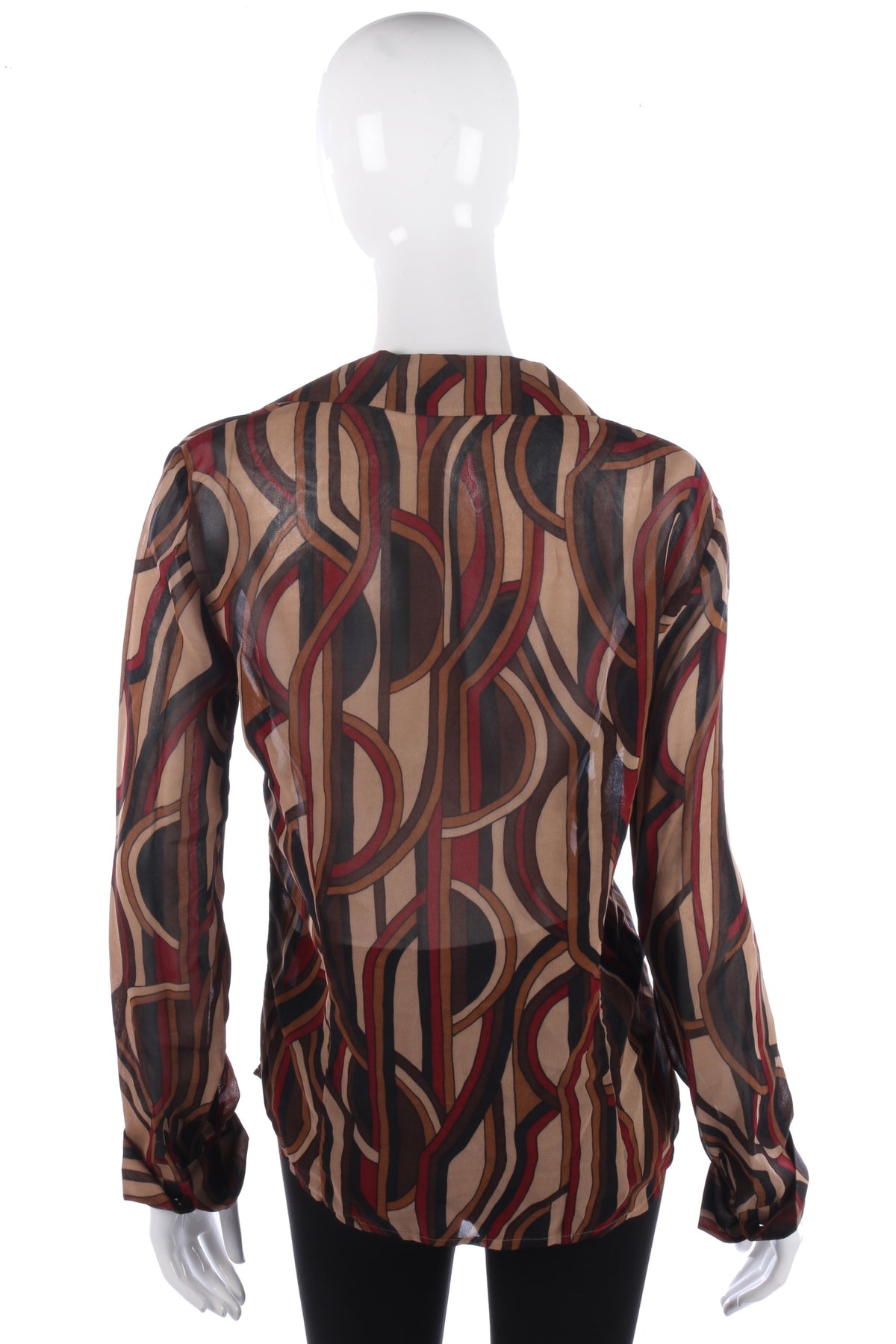Taifun Blouse Brown Red and Cream UK Size 10 - Ava & Iva