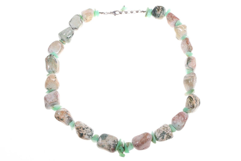 Beaded necklace pinks and greens 