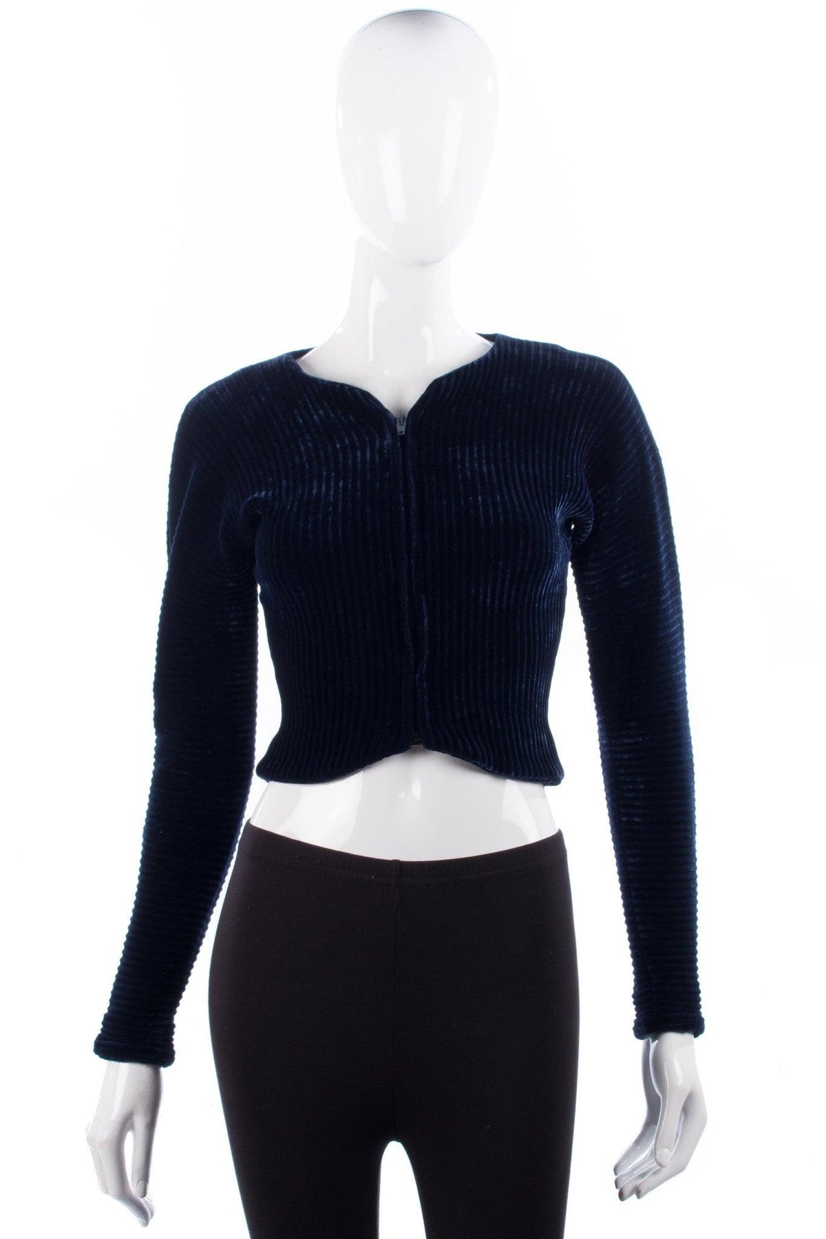 Jean Muir London Vintage  Ribbed Jacket Deep Blue Velvet size S - Ava & Iva