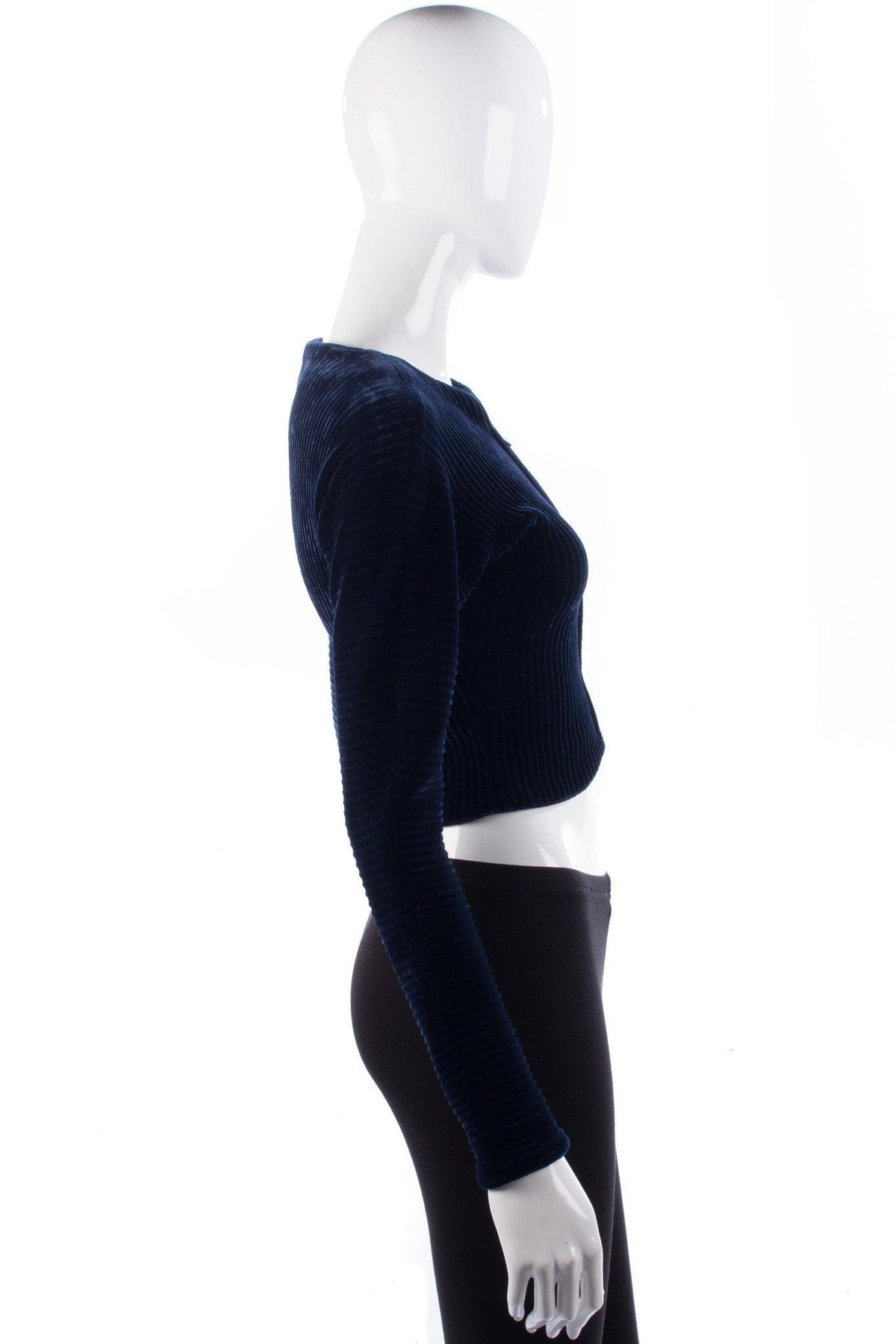 Jean Muir London Vintage  Ribbed Jacket Deep Blue Velvet size S - Ava & Iva