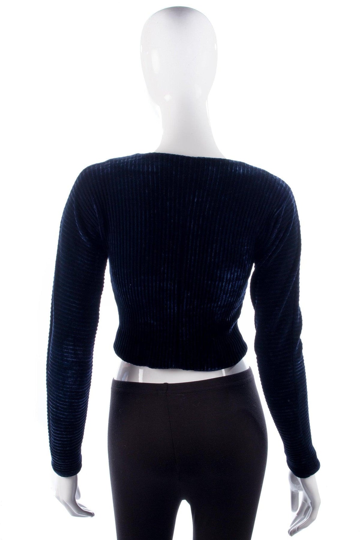 Jean Muir London Vintage  Ribbed Jacket Deep Blue Velvet size S - Ava & Iva