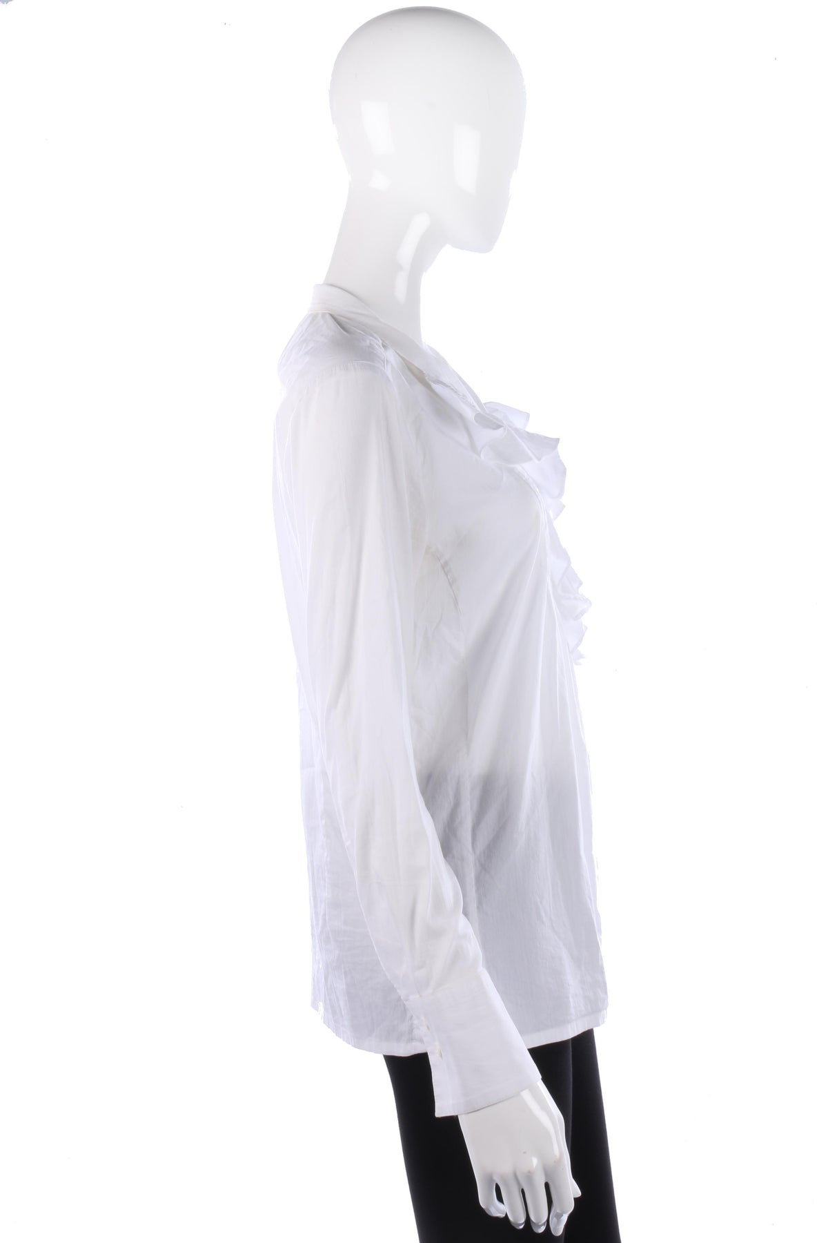 Schneiders white cotton blouse with ruffle details size M - Ava & Iva