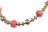 Gold coloured metal and pink bead costume necklace - Ava & Iva