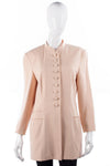 Paul Costelloe Long Jacket 100% Silk Mandarin Collar Peach Size 12 - Ava & Iva