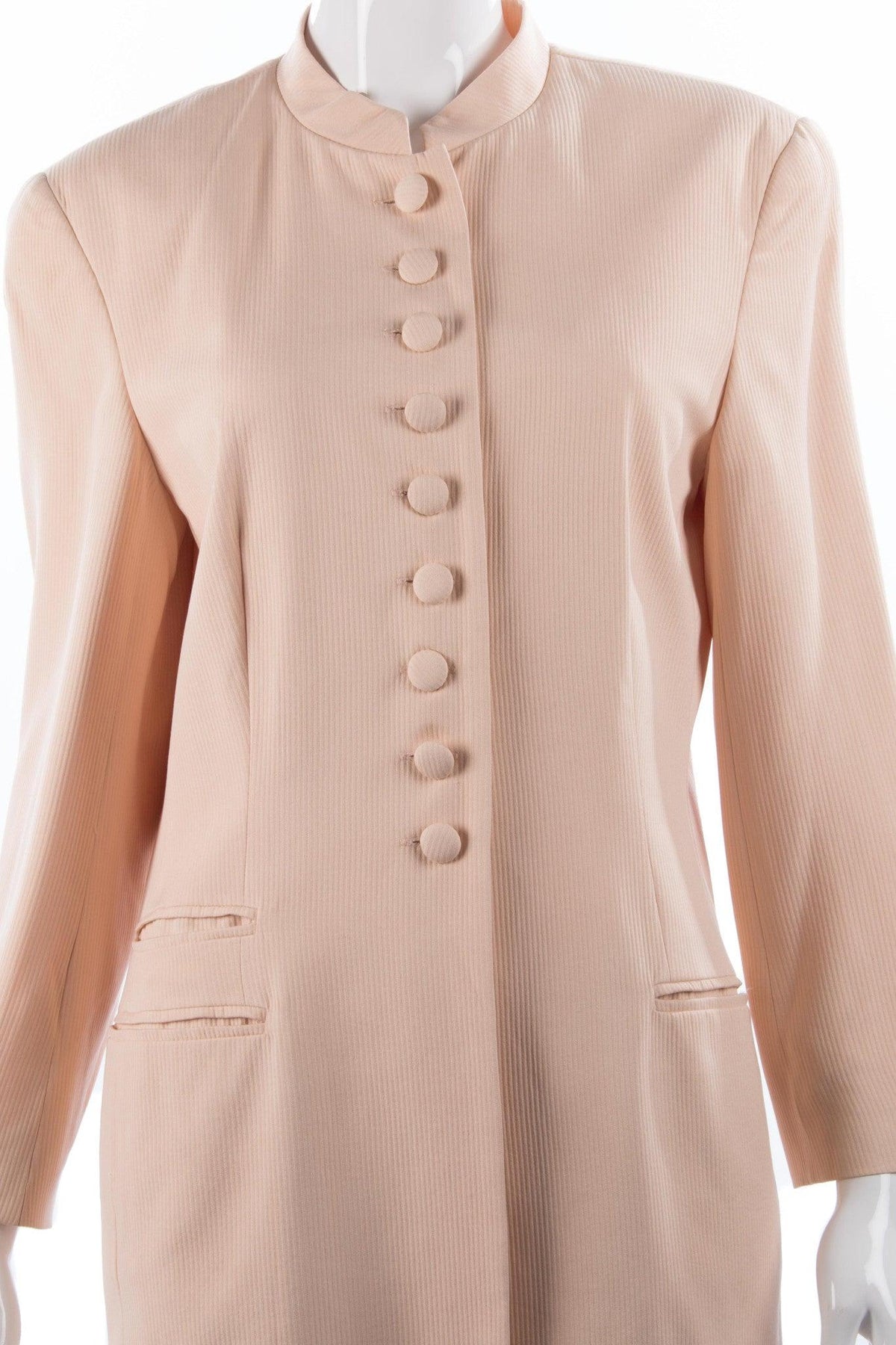 Paul Costelloe Long Jacket 100% Silk Mandarin Collar Peach Size 12 - Ava & Iva