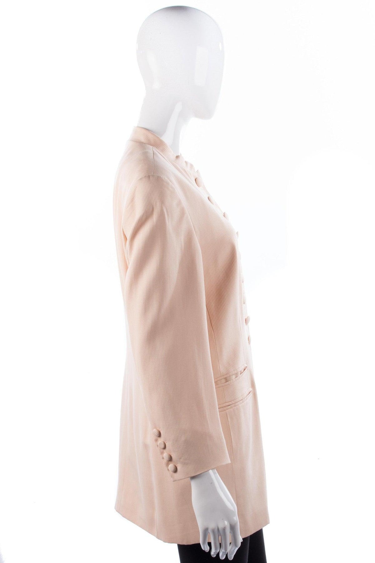 Paul Costelloe Long Jacket 100% Silk Mandarin Collar Peach Size 12 - Ava & Iva