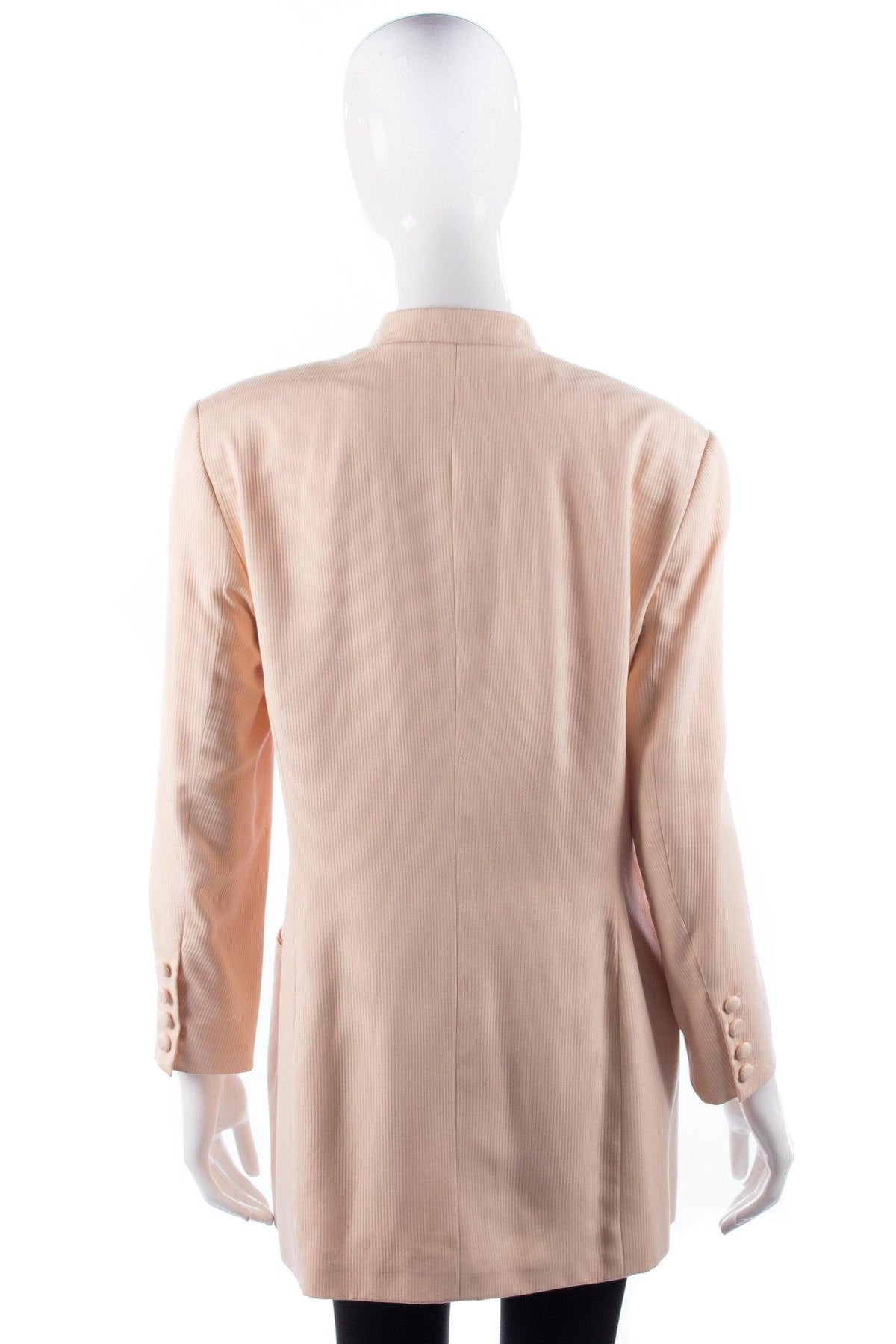 Paul Costelloe Long Jacket 100% Silk Mandarin Collar Peach Size 12 - Ava & Iva