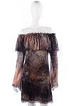 Nicola Donati Dress Silk Brown Patterned Stunning Deign UK10 - Ava & Iva