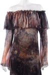 Nicola Donati Dress Silk Brown Patterned Stunning Deign UK10 - Ava & Iva