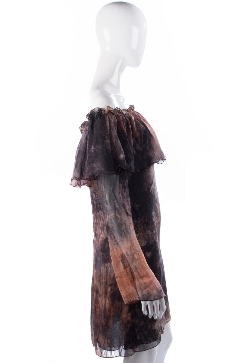 Nicola Donati Dress Silk Brown Patterned Stunning Deign UK10 - Ava & Iva