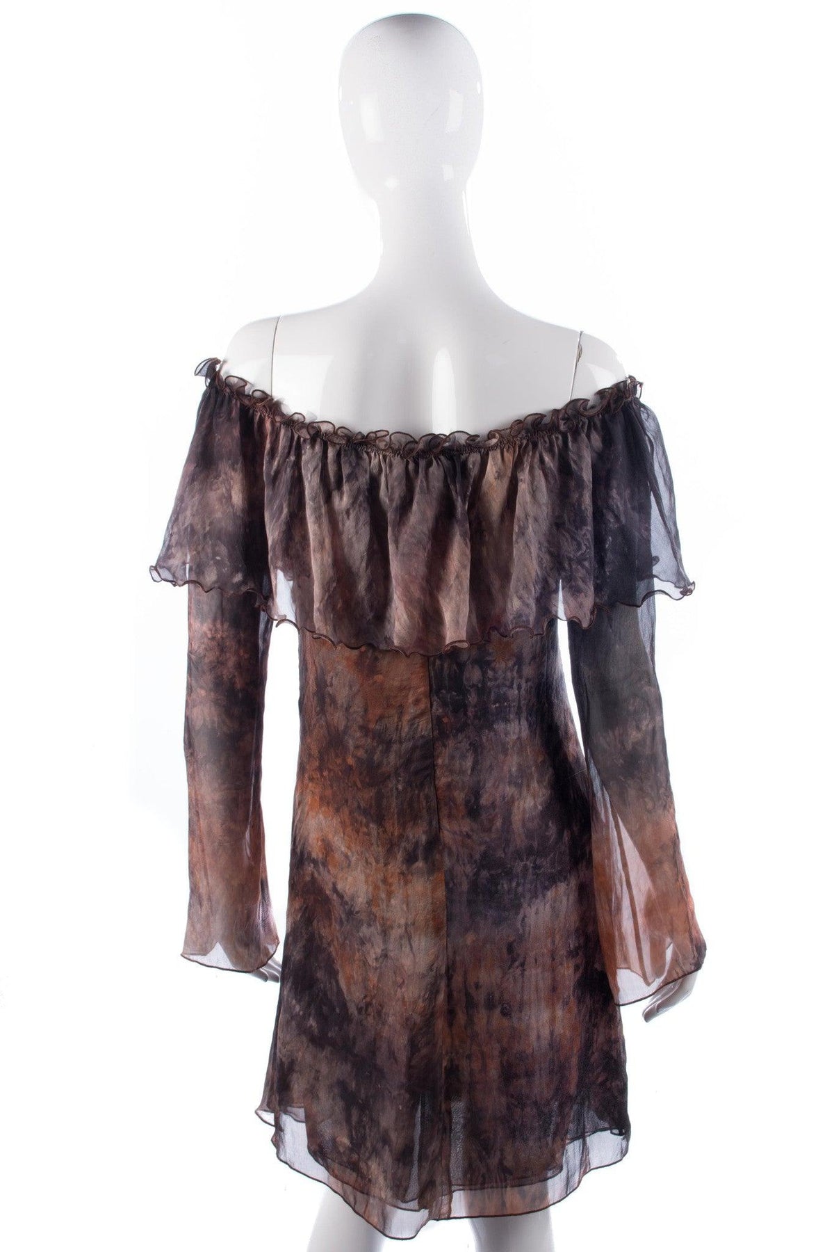 Nicola Donati Dress Silk Brown Patterned Stunning Deign UK10 - Ava & Iva