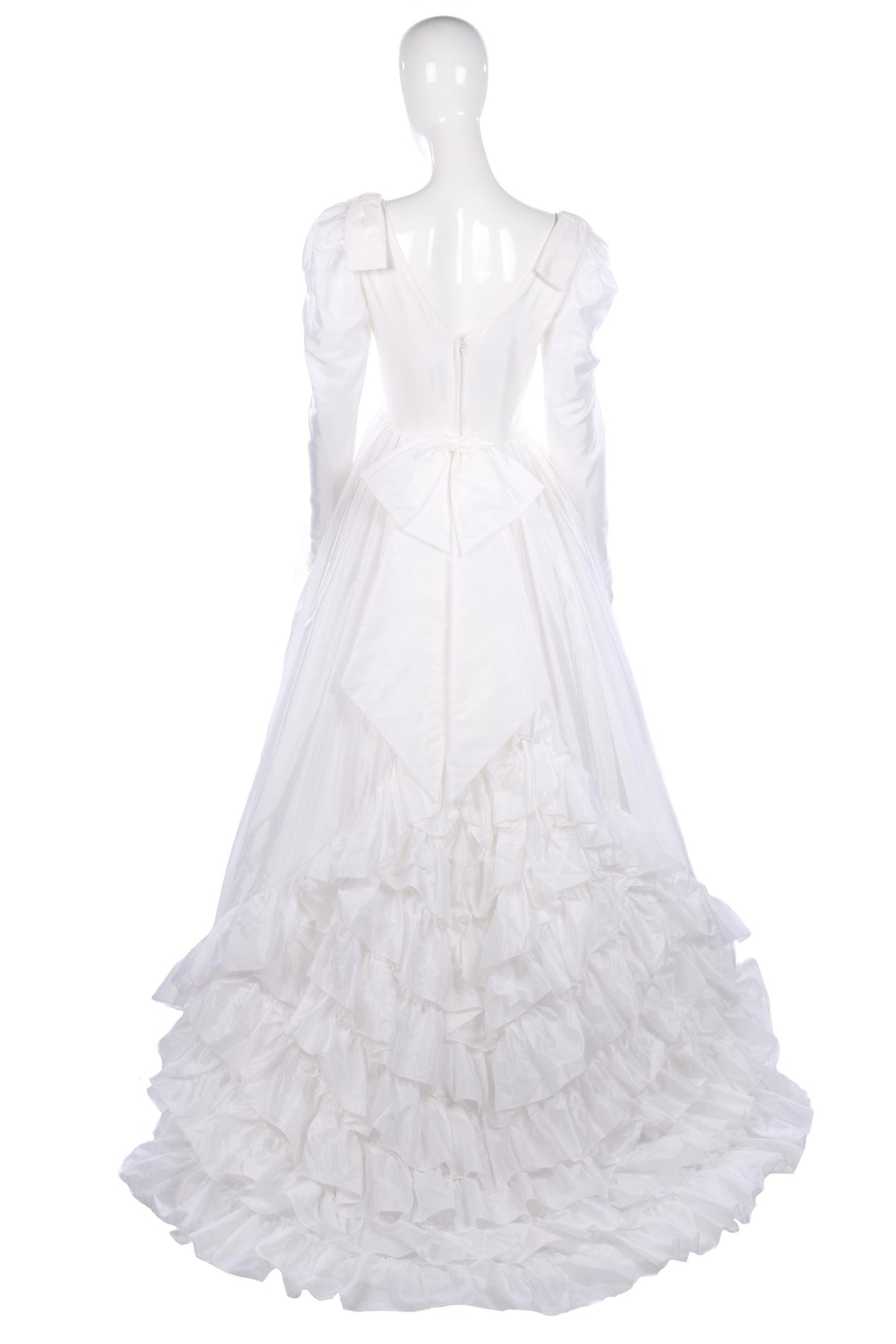 Ronald Joyce white wedding dress with ruffle train - Ava & Iva