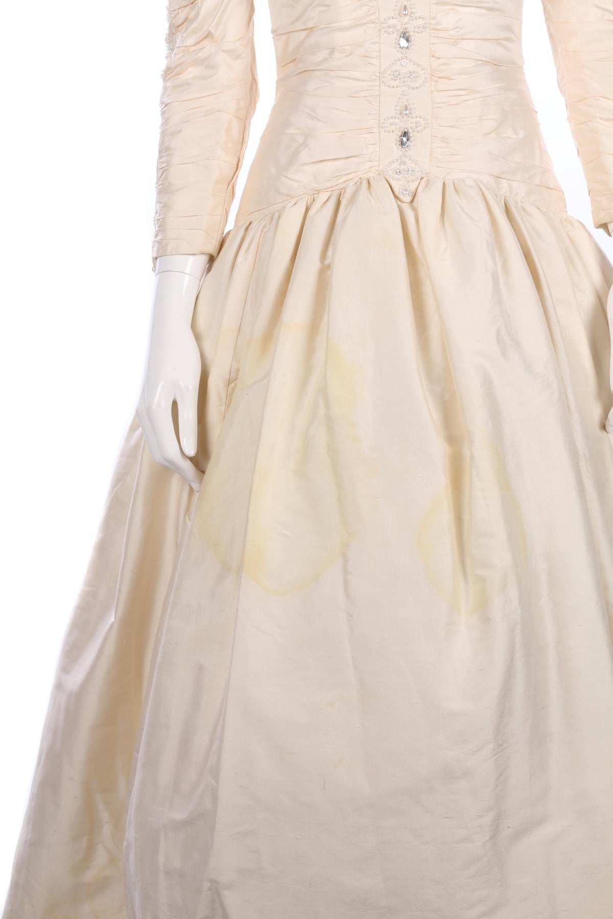 Vintage wedding dress, cream with beaded details - Ava & Iva
