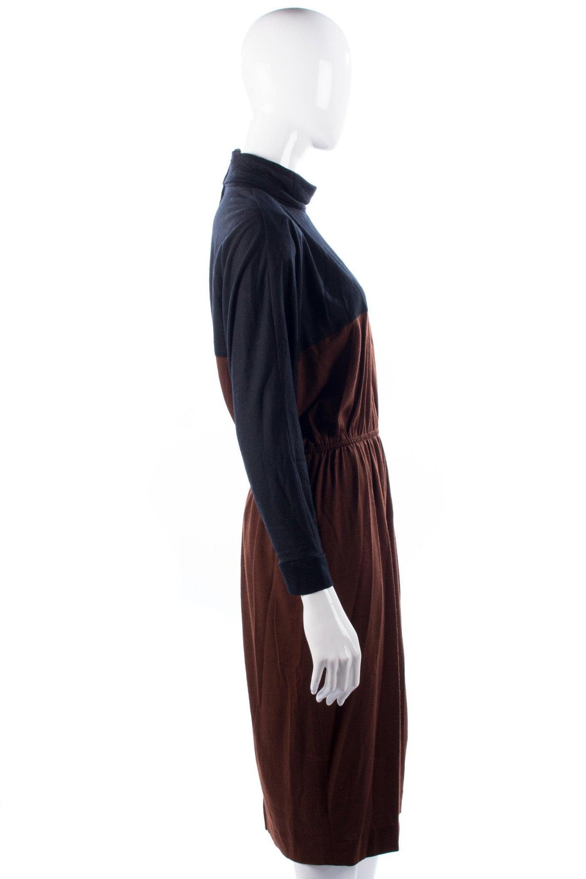 Gaston Jaunet Paris Vintage Dress. Black and Brown Wool UK12/14 - Ava & Iva