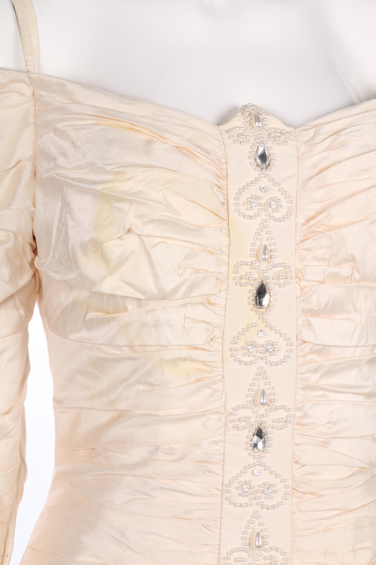 Vintage wedding dress, cream with beaded details - Ava & Iva