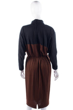 Gaston Jaunet Paris Vintage Dress. Black and Brown Wool UK12/14 - Ava & Iva