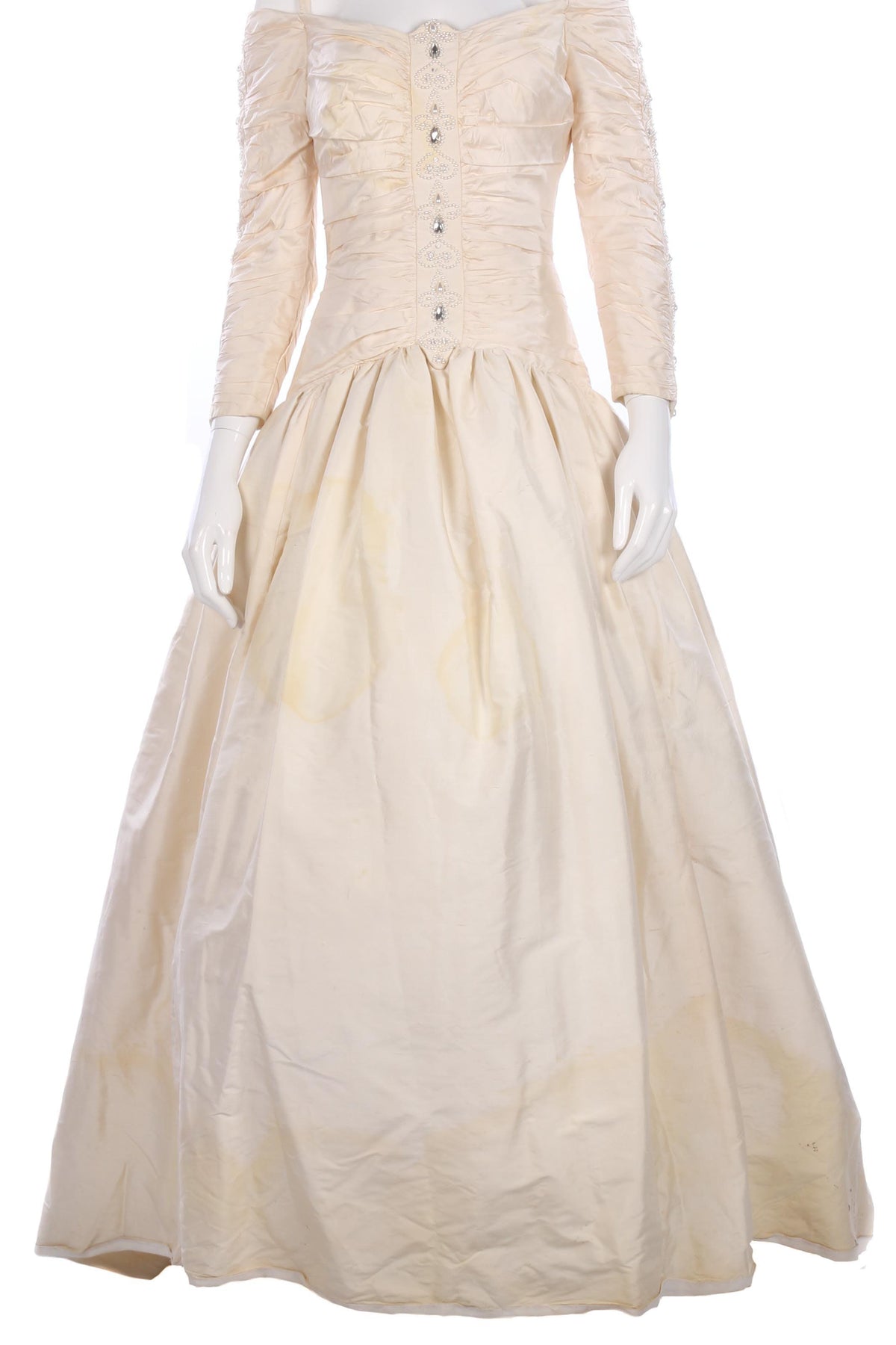 Vintage wedding dress, cream with beaded details - Ava & Iva