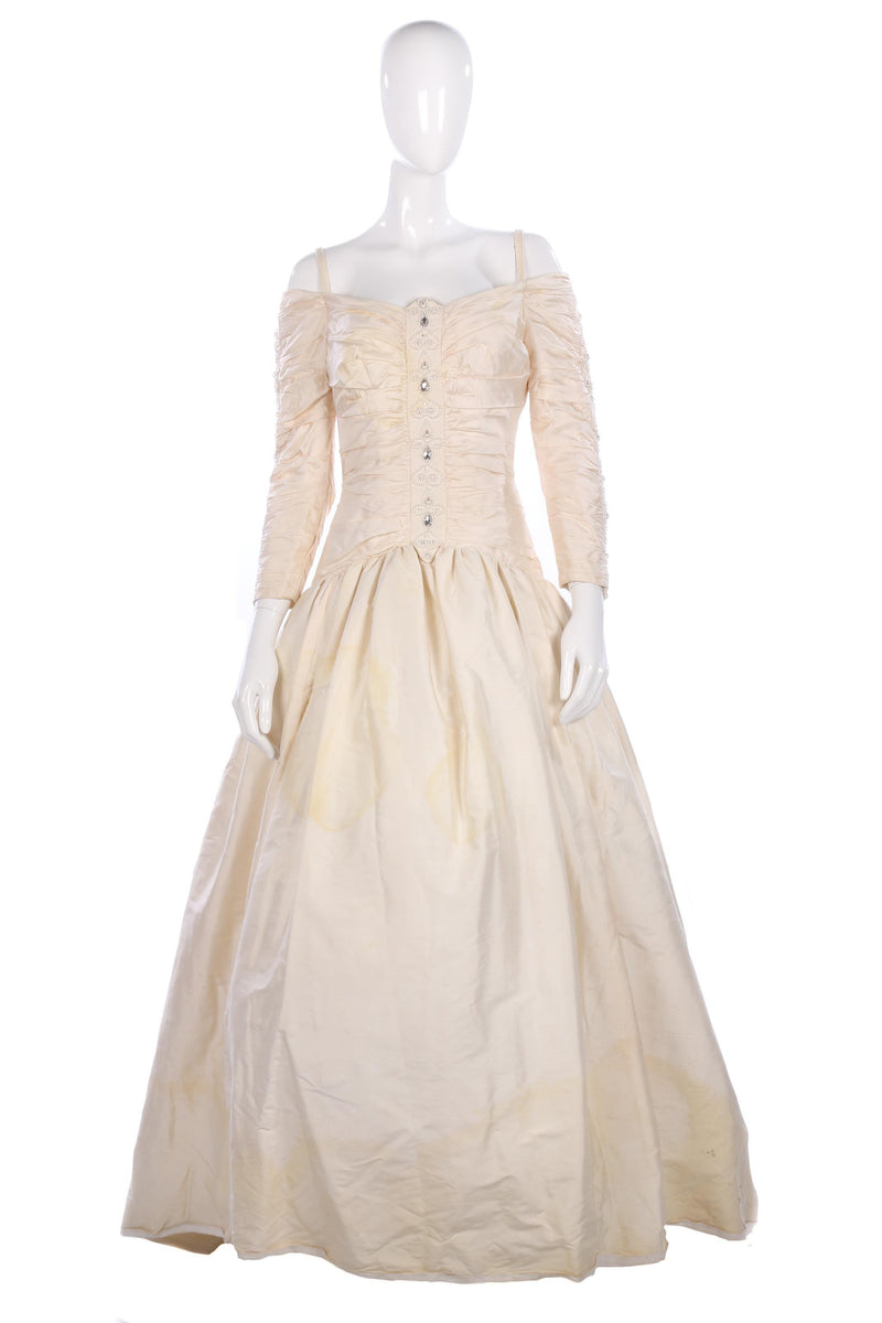 Vintage wedding dress, cream with beaded details - Ava & Iva