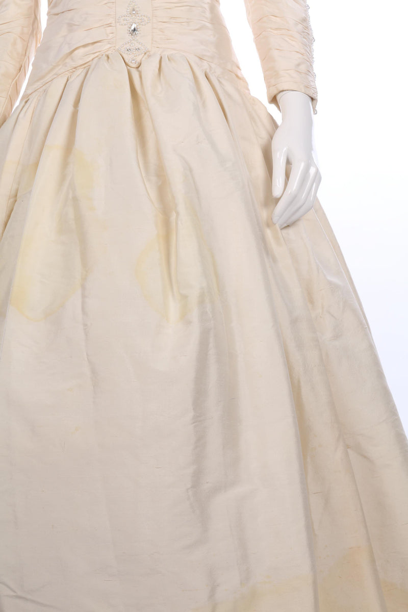 Vintage wedding dress, cream with beaded details - Ava & Iva