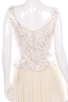 Vintage wedding dress with metallic scalloped top detail and long train - Ava & Iva