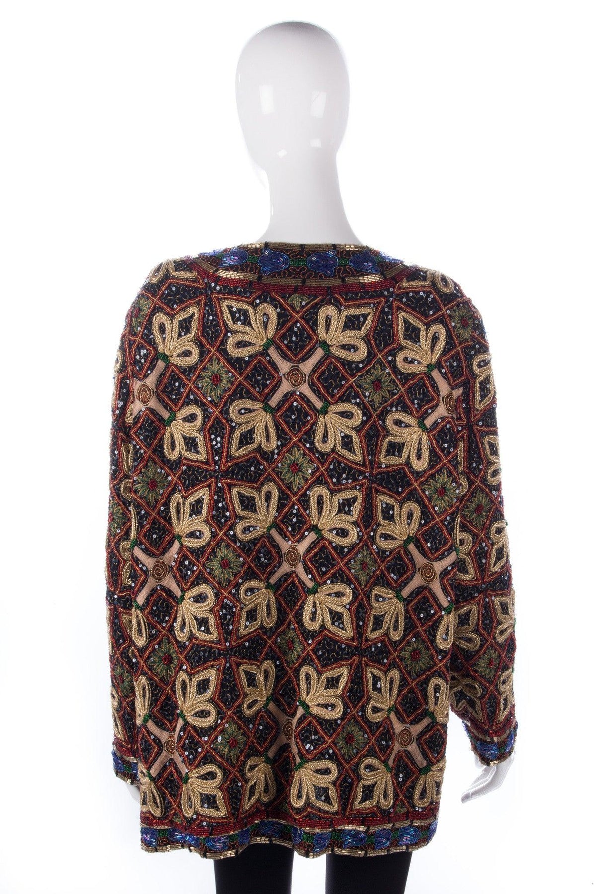 Gold, red and blue heavily beaded jacket. So beautiful and great for Xmas parties - Ava & Iva