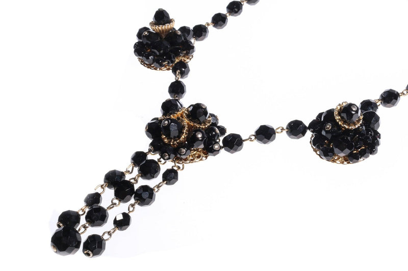 Black beaded necklace with pendant  detail