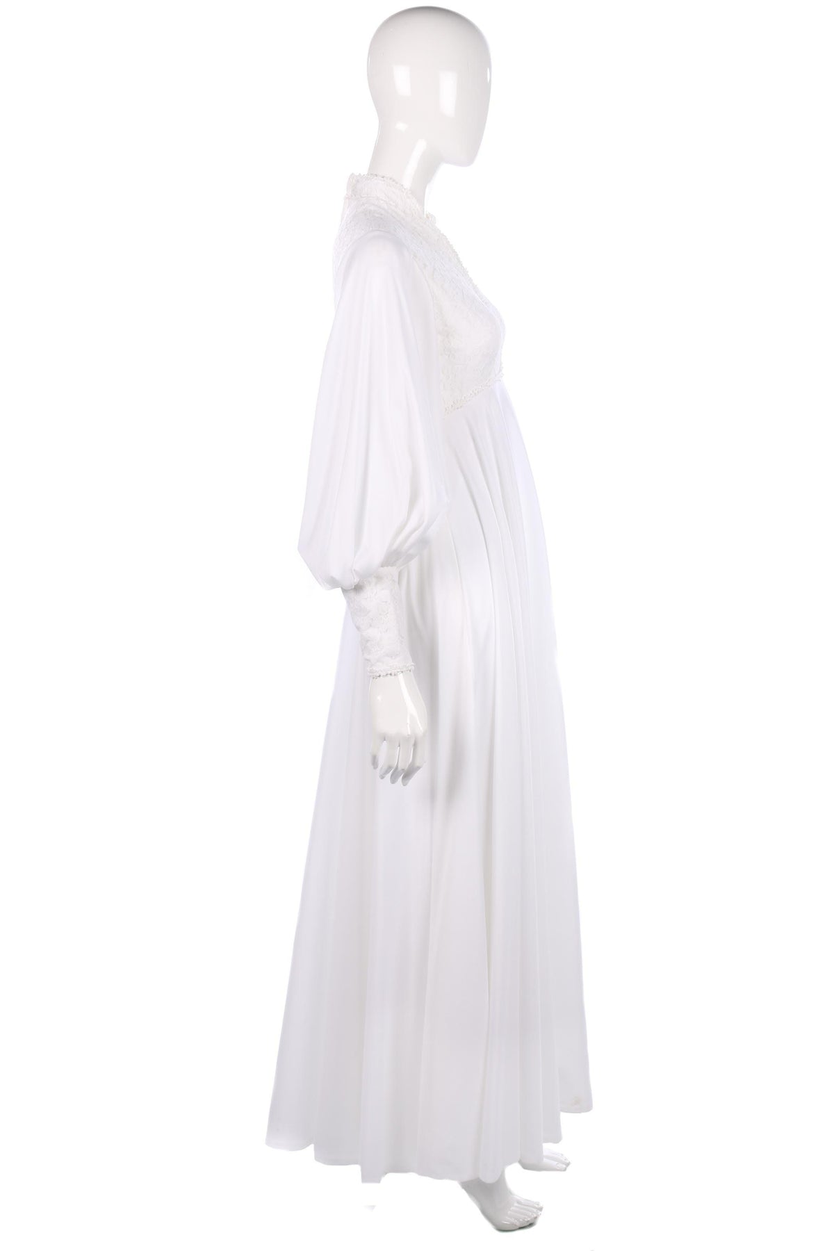 Vintage white wedding dress with flower lace and cuffed sleeves - Ava & Iva