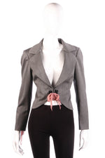 Ronic Zilkah grey jacket with pink ribbon ties