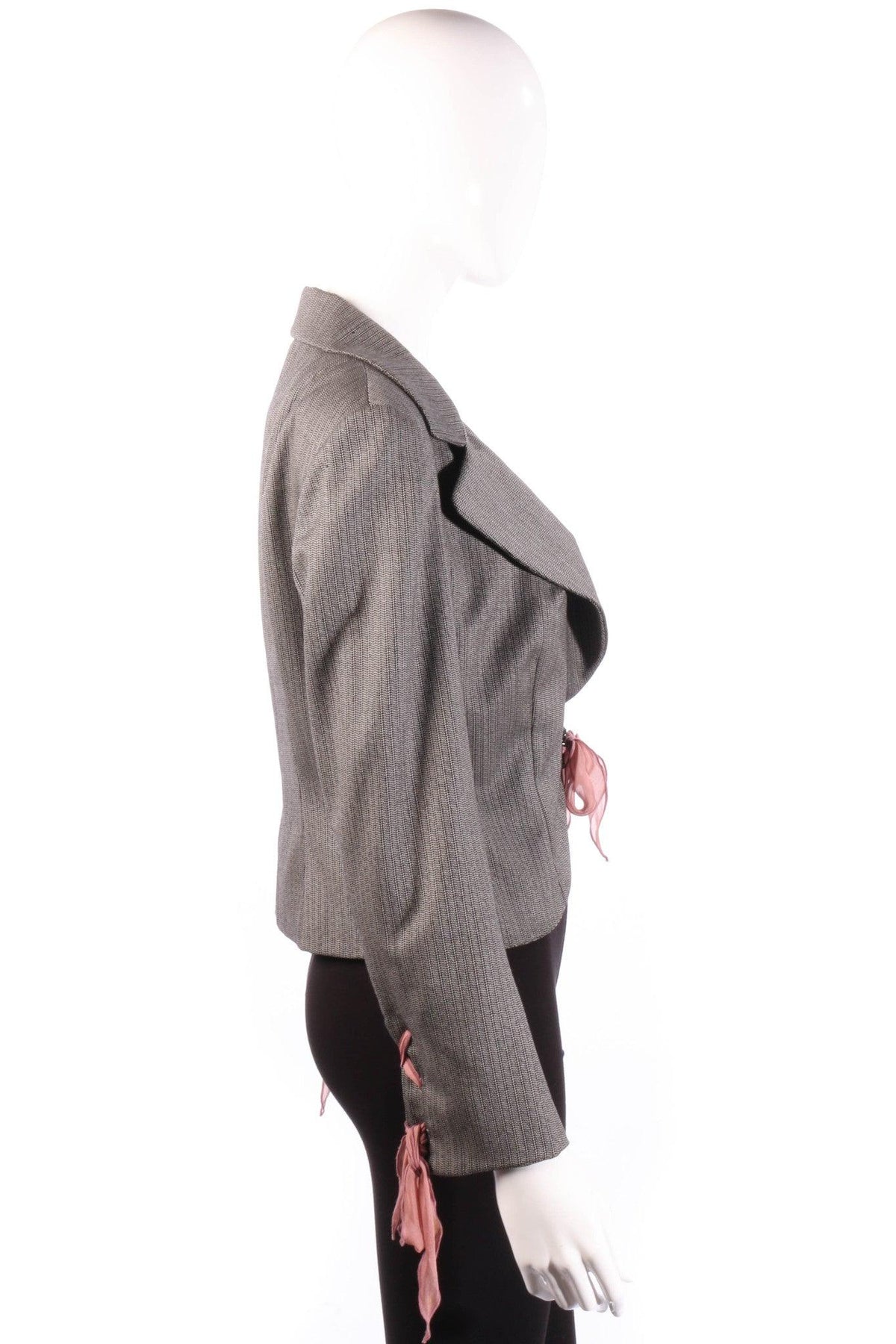 Ronic Zilkah grey jacket with pink ribbon ties side