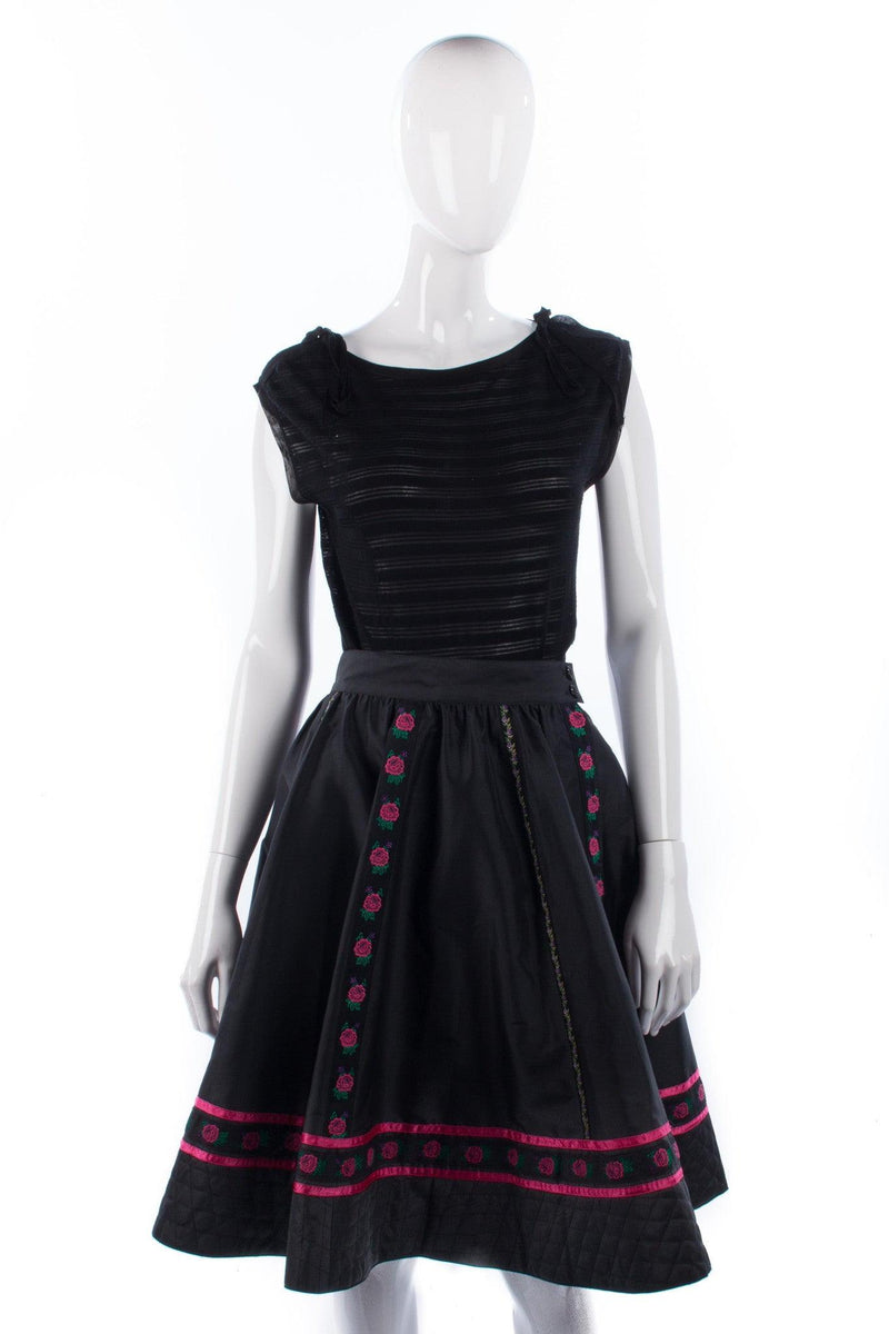 Mondi Skirt with Embroidery and Quilting.  Black Size 36 (UK8/10) - Ava & Iva