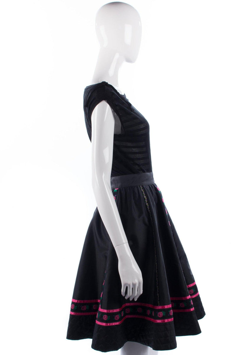 Mondi Skirt with Embroidery and Quilting.  Black Size 36 (UK8/10) - Ava & Iva