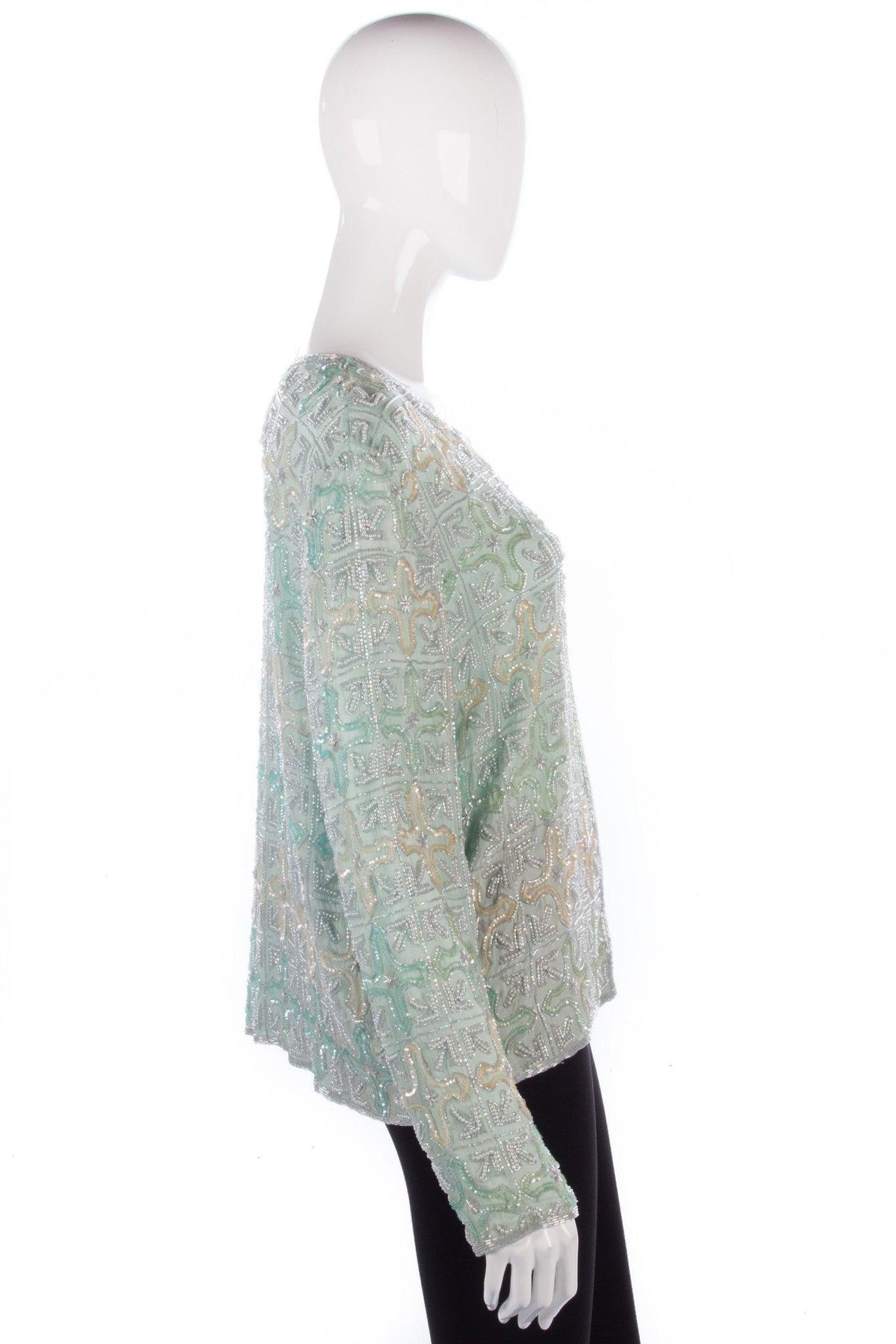 Heavily beaded green jacket size 14/16 - Ava & Iva