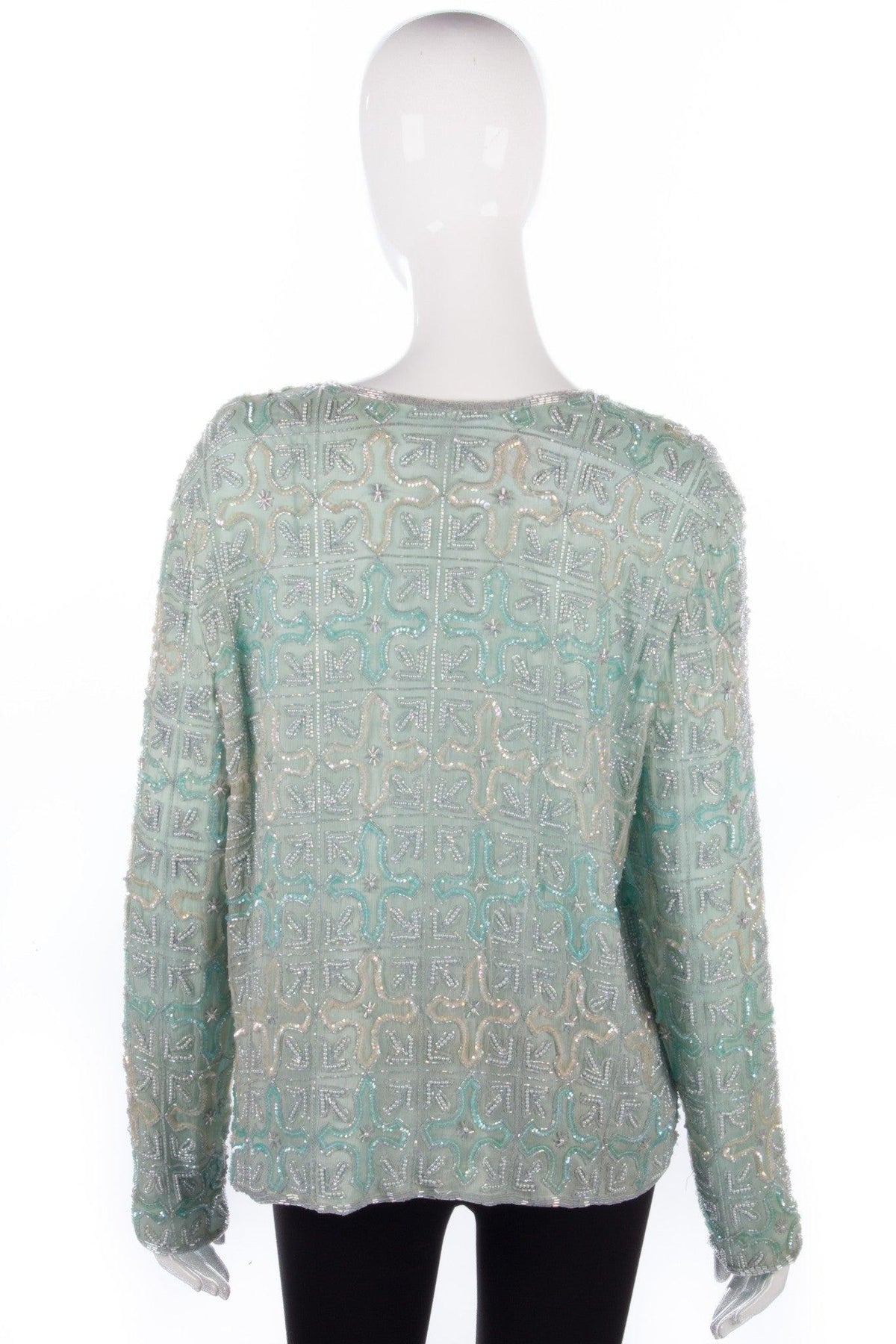 Heavily beaded green jacket size 14/16 - Ava & Iva