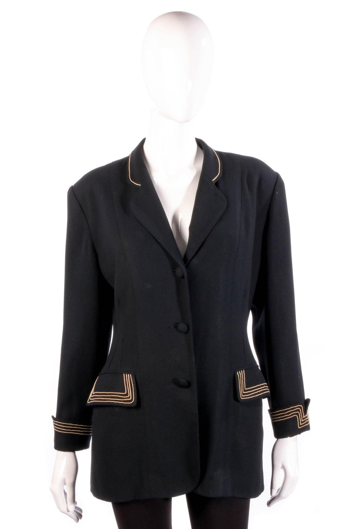 Black jacket with gold stripe detail 