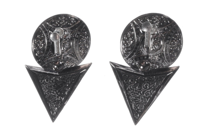 Silver embossed clip on earrings  back