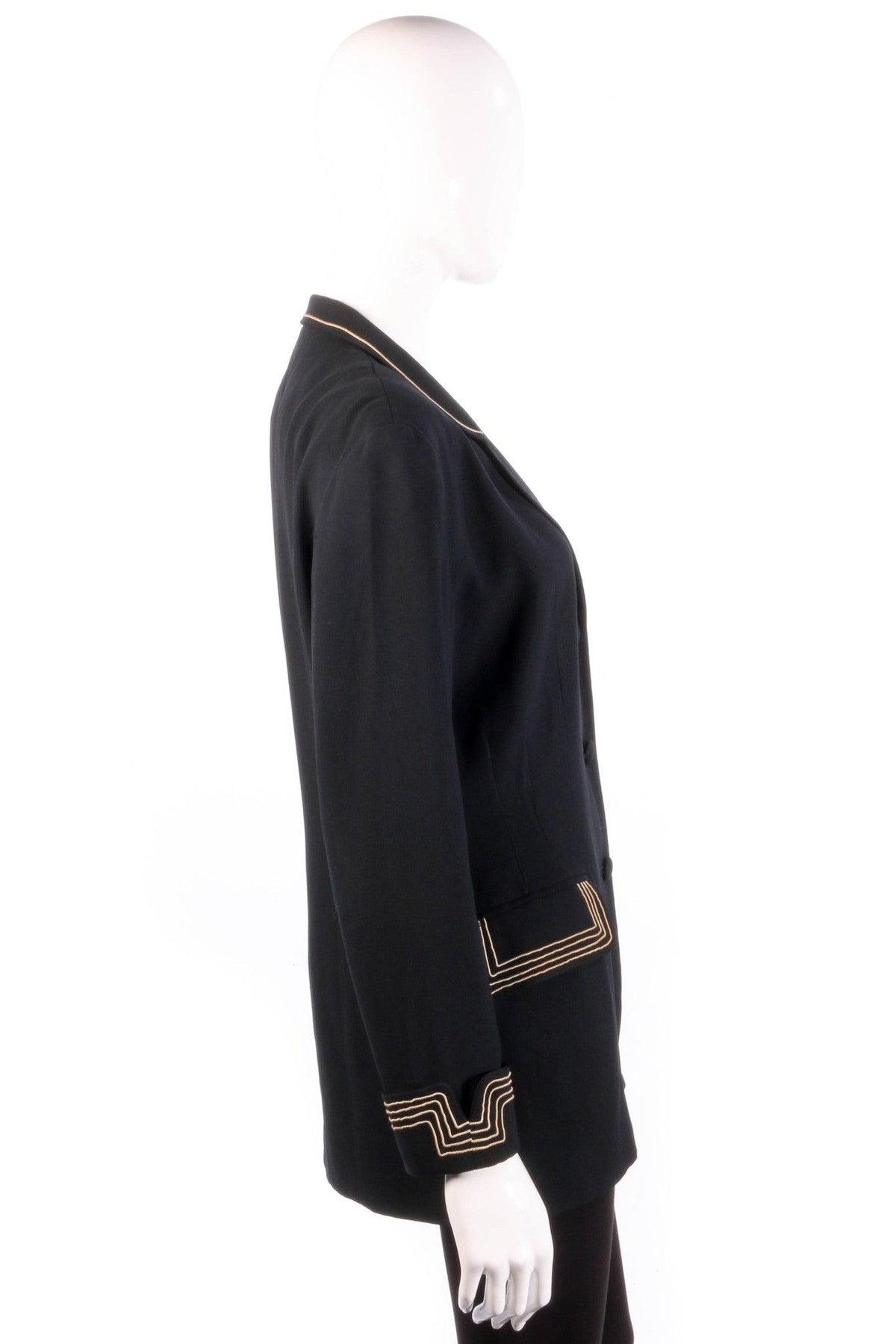 Black jacket with gold stripe detail side