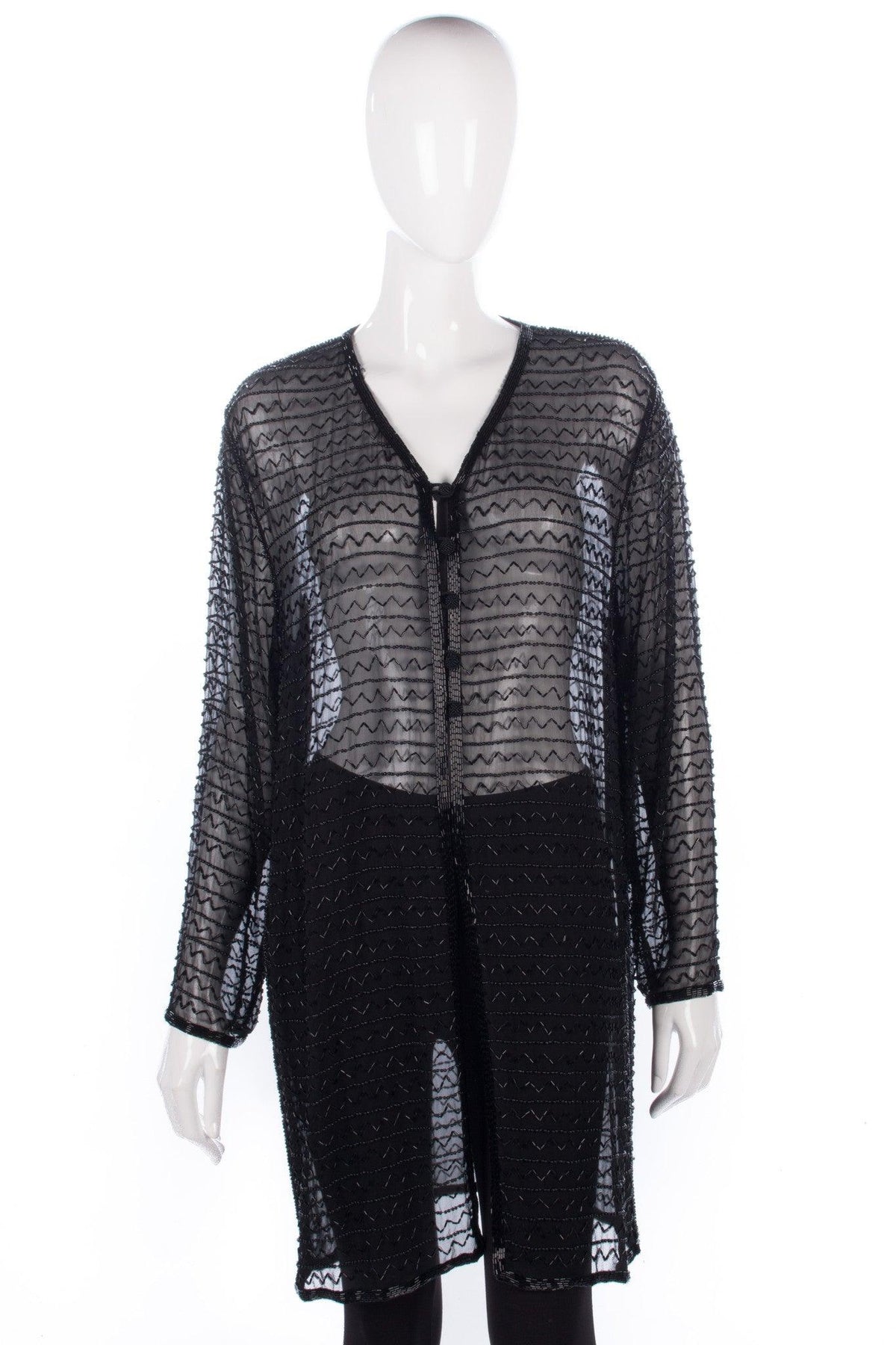 Long black beaded cardigan - Ava & Iva