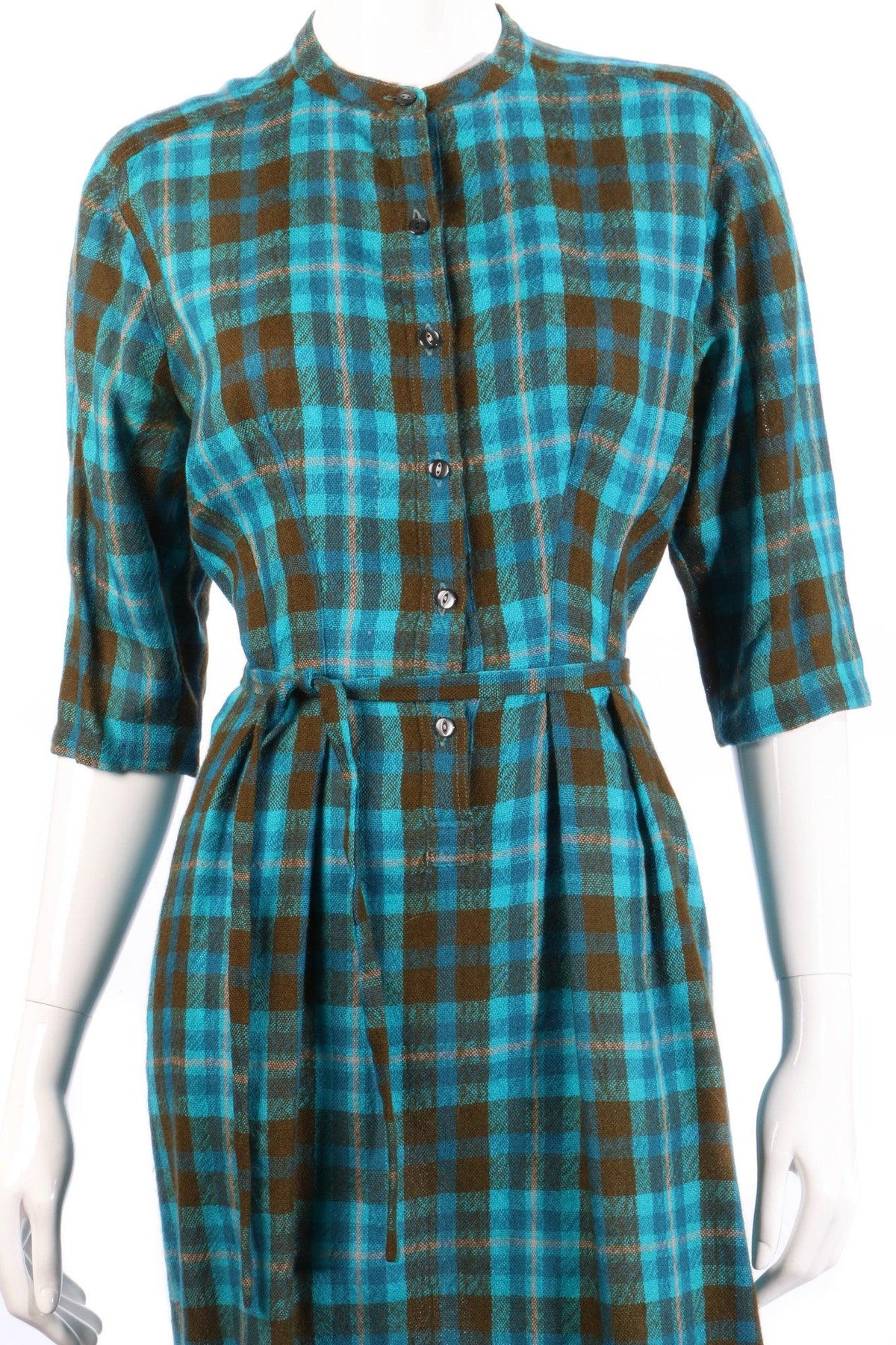 Donald Davies blue checked dress size 16 detail