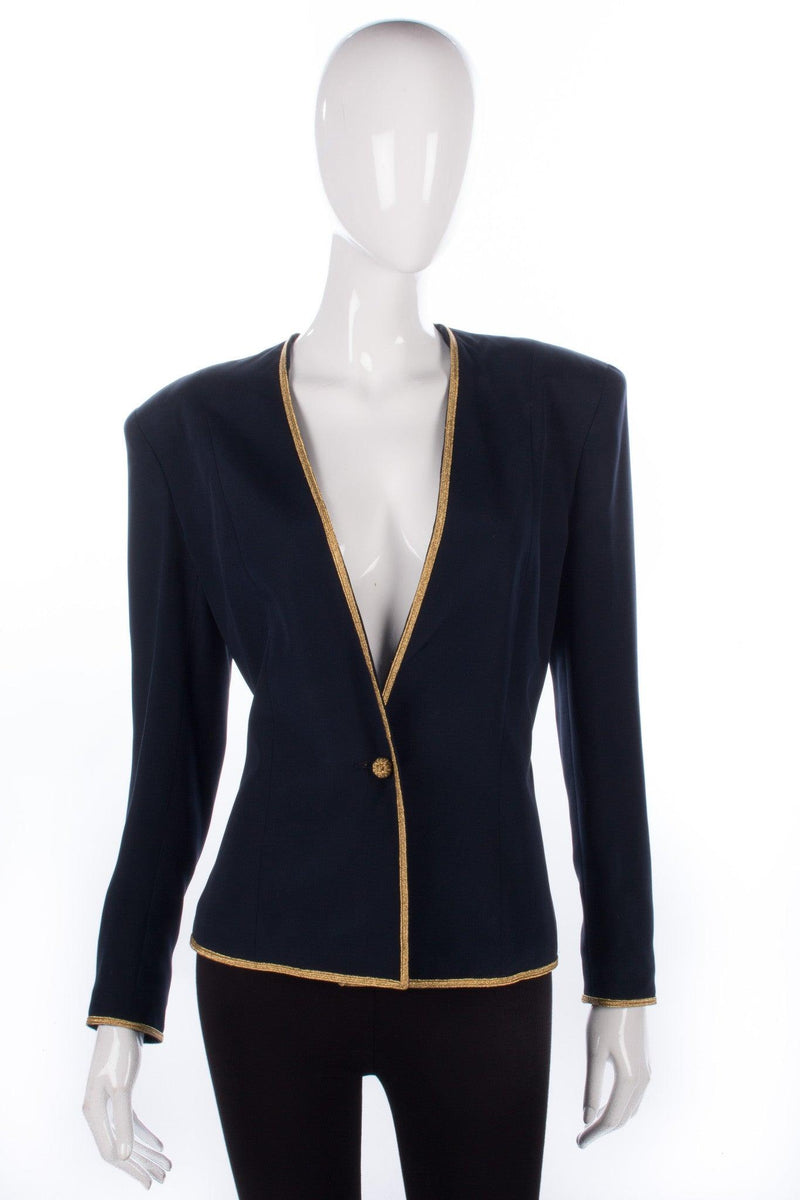 Calvin Klein Jacket Dark Blue with Gold Piping Size 10/12 - Ava & Iva