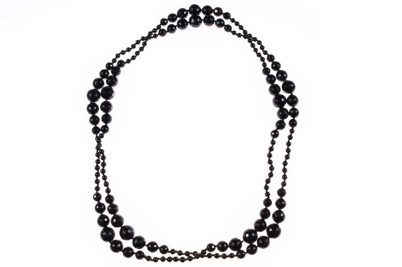Long French jet black beaded necklace - Ava & Iva