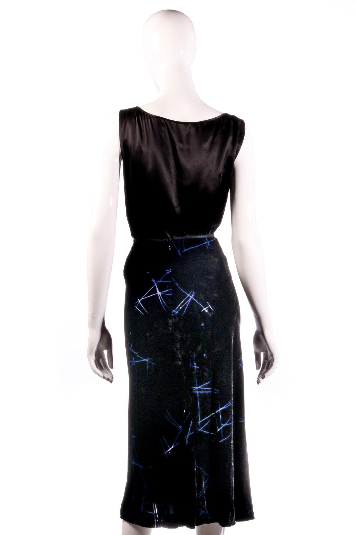 Armani Exchange Knee Length Skirt Black with Blue Pattern Size 6 - Ava & Iva