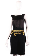 Black skirt with gold chain embroidery 