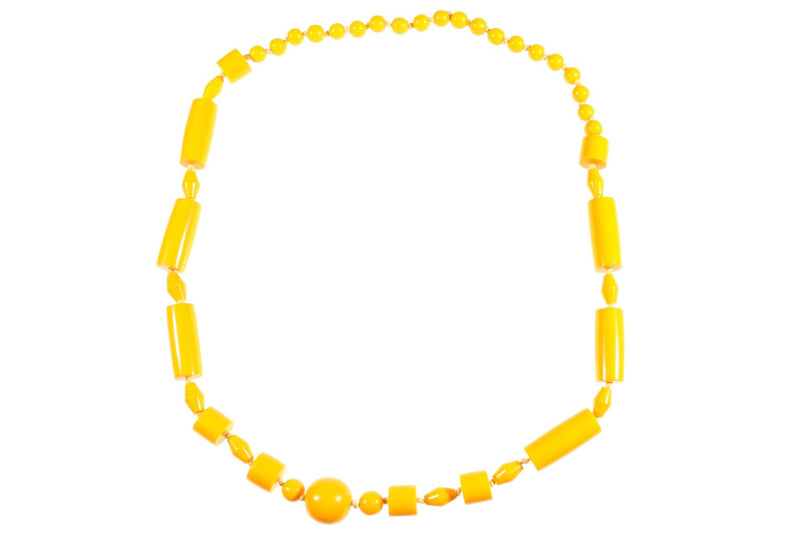 Long yellow beaded necklace