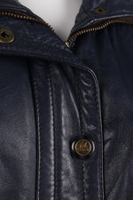 D&L Vintage 1980's Soft Leather Jacket Dark Blue Size 12 - Ava & Iva
