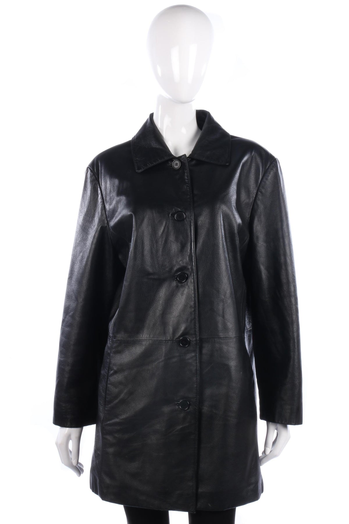 Outbrook women's black leather coat size 14/16 - Ava & Iva