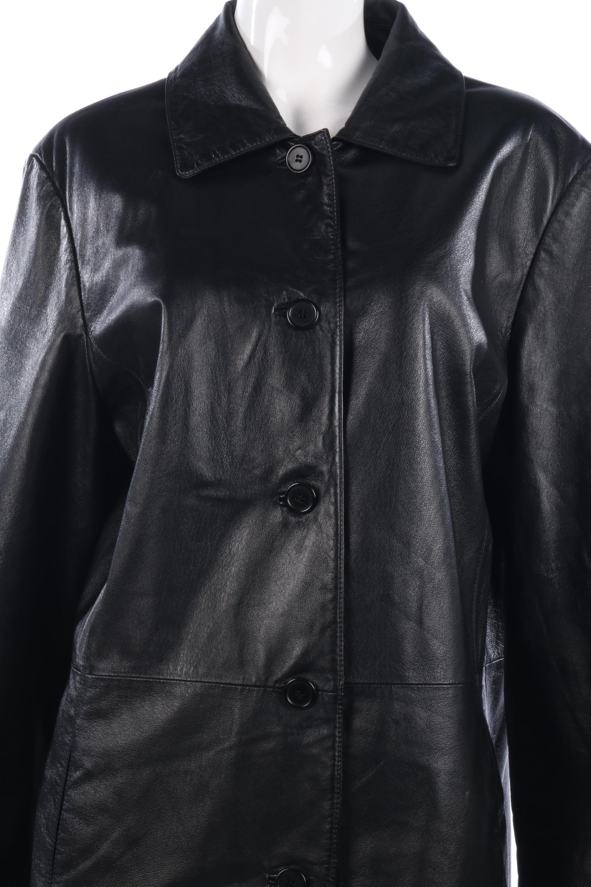 Outbrook women's black leather coat size 14/16 - Ava & Iva