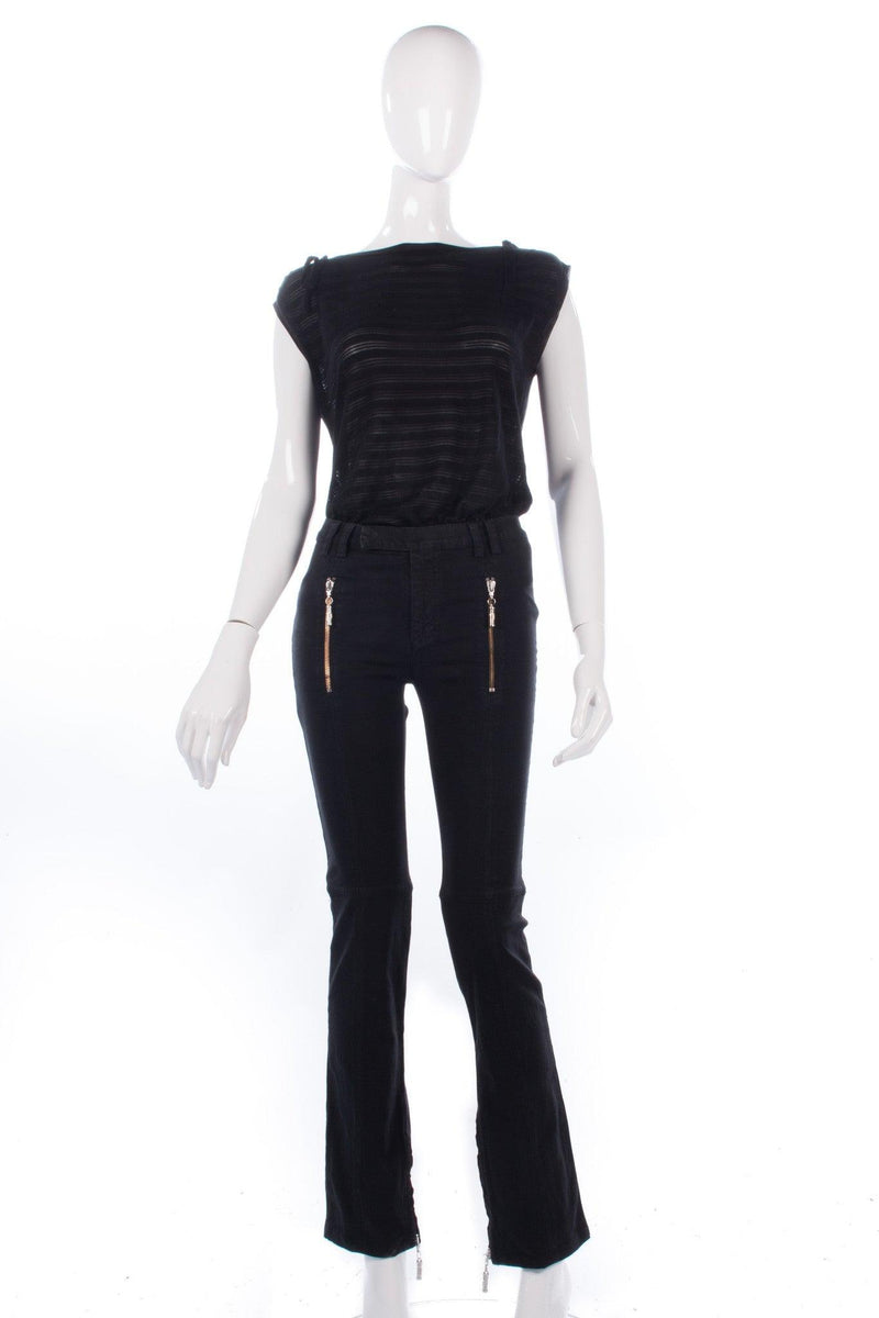 Versace Signature Jeans Black with Bronze and Silver Zips. 24 inch waist - Ava & Iva